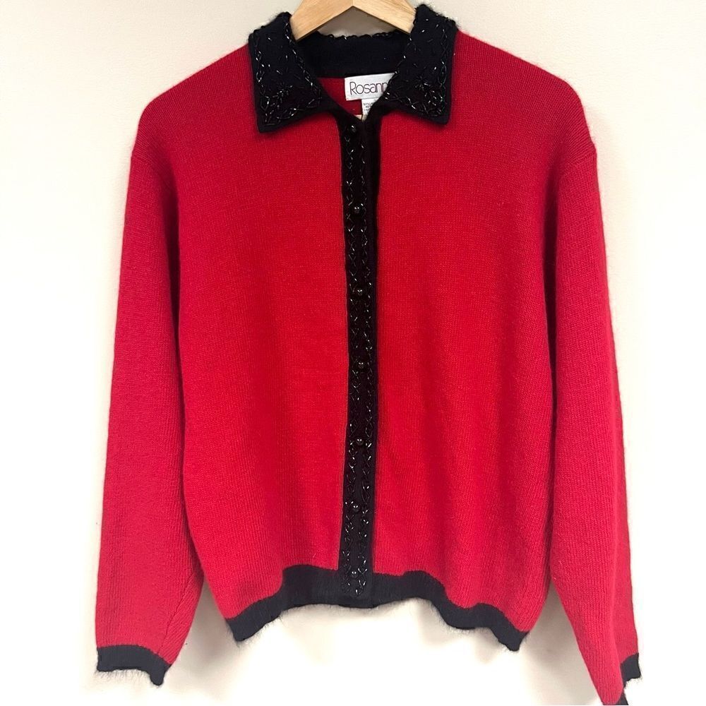 - Rosanna red Lambswool blend with sequins. Size M